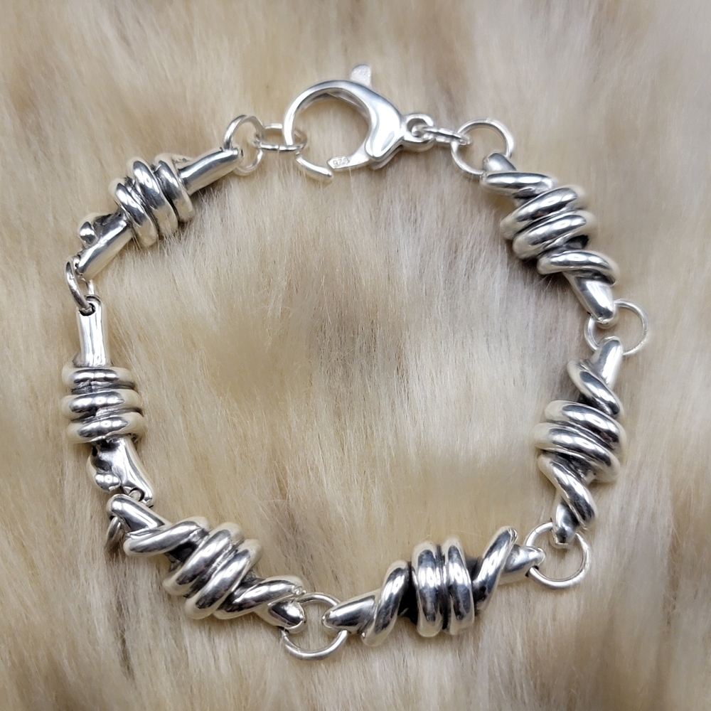 NWOT 925 Sterling Silver Twisted Link Polished Electroform Bracelet Size 6.75 - Picture 1 of 7